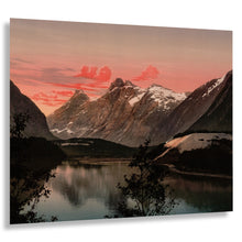 Load image into Gallery viewer, Digitally Restored and Enhanced 1890 Norway Mountain Trio Print - Romsdal Kongen Dronningen Bispen Fjord Landscape - Victorian Travel - Archival Print

