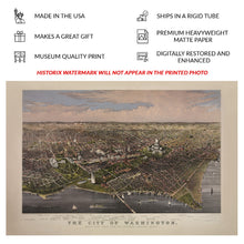 Cargar imagen en el visor de la galería, Digitally Restored and Enhanced 1880 Washington DC Waterfront Panoramic View Print - Victorian Capital Cityscape - Potomac River Steamboats - Museum-Quality Print
