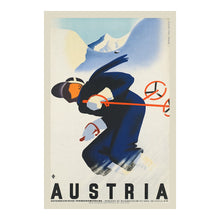Load image into Gallery viewer, Digitally Restored and Enhanced 1910 Austria Alpine Skier Travel Poster - Winter Sports Tourism Art - Vintage Mountain Skiing Scene - Austrian Alps
