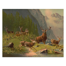 Load image into Gallery viewer, Digitally Restored and Enhanced 1880 Monarchs of the Mountains Print - Victorian Deer Wildlife Forest Wilderness Art - Gilded Age - Archival Print
