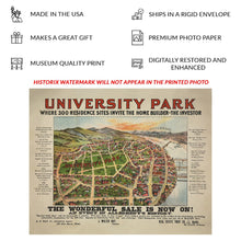 Load image into Gallery viewer, Digitally Restored and Enhanced 1895 University Park Allegheny Pennsylvania Print - Strobridge Pittsburgh Real Estate Map - Gilded Age - Archival Print
