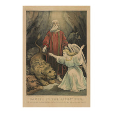 Load image into Gallery viewer, Digitally Restored and Enhanced 1856 Daniel in the Lions Den Print - Currier Ives Biblical Scripture Victorian Religious - Devotional - Archival Print
