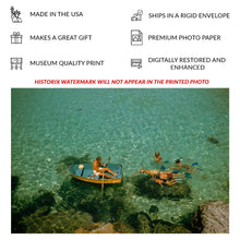 Cargar imagen en el visor de la galería, Digitally Restored and Enhanced 1956 Bermuda Snorkeling Children Print - Flatts Village Caribbean Summer - Mid Century Island Life - Archival Print

