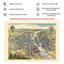 Load image into Gallery viewer, Digitally Restored and Enhanced 1655 Paris France Panoramic City View Print - Baroque Seine River Skyline - Palaces Gardens and City Gates - Museum-Quality Print
