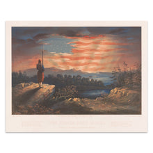 Load image into Gallery viewer, Digitally Restored and Enhanced 1861 Our Heaven Born Banner Print - Civil War Union Patriotic Flag Dawn Zouave Sentry - Northern Loyalty - Archival Print
