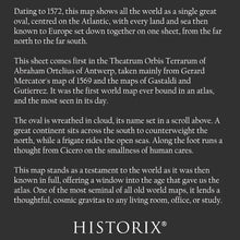Cargar imagen en el visor de la galería, Digitally Restored and Enhanced 1572 World Map Terrestrial Globe - Renaissance Era - Sixteenth Century Chart Art - Global Continents Ocean Routes
