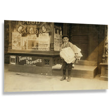 Load image into Gallery viewer, Digitally Restored and Enhanced 1912 Ten Year Old Newsie Print - Lewis Hine Washington DC Child Labor Reform Photography - Progressive Era - Archival Print

