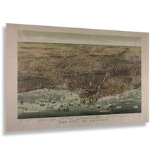 Cargar imagen en el visor de la galería, Digitally Restored and Enhanced 1892 Chicago Illinois Bird's Eye View Map - Gilded Age Lakefront Cityscape - Lake Michigan Waterfront - Museum-Quality Print
