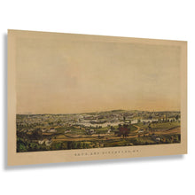 Cargar imagen en el visor de la galería, Digitally Restored and Enhanced 1850 Birds Eye View Saco Biddeford Maine Print - Mill Towns Saco River Industry Panorama - Antebellum - Archival Print
