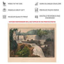 Load image into Gallery viewer, Digitally Restored and Enhanced 1856 Trenton High Falls Print - Currier Ives New York Waterfall Gorge Romantic Landscape - Antebellum - Archival Print
