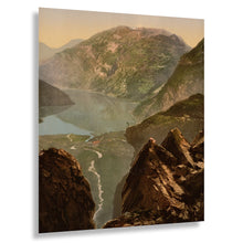 Load image into Gallery viewer, Digitally Restored and Enhanced 1890 Geiranger Fjord Norway Print - Scandinavian Landscape Merok Mountain Vista - Grand Tour Europe - Archival Print
