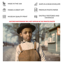 Load image into Gallery viewer, Digitally Restored and Enhanced 1942 African American Boy Cincinnati Print - WWII Home Front Color Portrait Photography - Wartime Ohio - Archival Print
