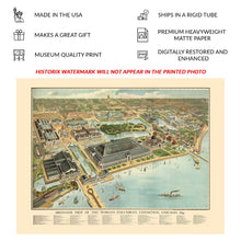 Cargar imagen en el visor de la galería, Digitally Restored and Enhanced 1893 Chicago Worlds Columbian Exposition Map - Gilded Age - Birds Eye View Art - Jackson Park Illinois Lakefront
