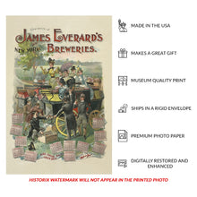 Cargar imagen en el visor de la galería, Digitally Restored and Enhanced 1895 James Everards Breweries Print - Gilded Age New York Beer Advertising Calendar - Harlem NYC - Archival Print

