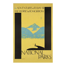 Cargar imagen en el visor de la galería, Digitally Restored and Enhanced 1934 Mountain Lake Fishing Travel Poster - New Deal Era - Outdoor Recreation Art - Angler Cabin Lodge Wilderness Scene
