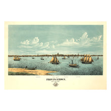 Load image into Gallery viewer, Digitally Restored and Enhanced 1877 Birds Eye View Provincetown Massachusetts Print - Rogers Cape Cod Harbor Fishing Port - Gilded Age - Archival Print
