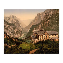 Load image into Gallery viewer, Digitally Restored and Enhanced 1890 Stalheim Hotel Naerodalen Print - Norway Valley Fjord Country Scandinavian - Victorian Era Travel - Archival Print
