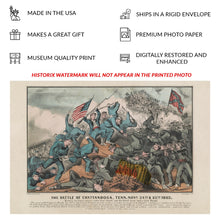 Cargar imagen en el visor de la galería, Digitally Restored and Enhanced 1863 Battle of Chattanooga Print - Currier Ives Civil War Tennessee Union Victory Art - Grant Campaign - Archival Print
