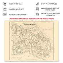 Cargar imagen en el visor de la galería, Digitally Restored and Enhanced 1880 Montgomery County Texas Map Print - Montgomery County Texas Map Wall Art - Vintage Map of Montgomery Texas Poster
