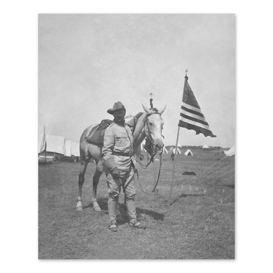 Digitally Restored and Enhanced 1898 Theodore Roosevelt Photo Print - Vintage Photo of Montauk Point Rough Riders Colonel Teddy Roosevelt Poster Wall Art