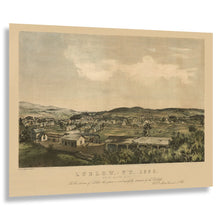 Load image into Gallery viewer, Digitally Restored and Enhanced 1859 Birds Eye View Ludlow Vermont Print - Black River Valley Railroad Mill Town Panorama - Antebellum - Archival Print
