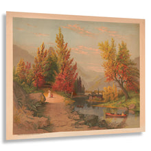 Load image into Gallery viewer, Digitally Restored and Enhanced 1882 Autumn on the Lehigh River Pennsylvania Victorian Landscape Print - American Scenic Art - Archival Reproduction
