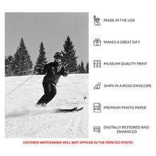 Load image into Gallery viewer, Digitally Restored and Enhanced 1964 Skiing Down the Slope Vail Print - Colorado Rocky Mountains Winter Sports - Pioneer Resort Era - Archival Print
