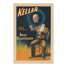 Cargar imagen en el visor de la galería, Digitally Restored and Enhanced 1897 Kellar Magician Poster - Self Decapitation Mystery - Victorian Golden Age Theater Magic - Archival Print
