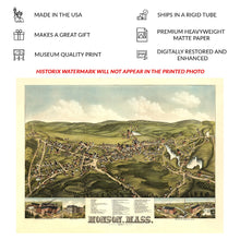 Load image into Gallery viewer, Digitally Restored and Enhanced 1879 Birds Eye View Monson Massachusetts Print - Bailey Hampden County Granite Quarry Academy - Gilded Age - Archival Print
