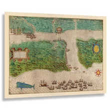 Cargar imagen en el visor de la galería, Digitally Restored and Enhanced 1589 Sir Francis Drake West Indian Voyage Map - Boazio Caribbean Santiago Santo Domingo - Elizabethan Era - Archival Print
