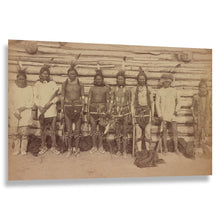 Cargar imagen en el visor de la galería, Digitally Restored and Enhanced 1880 Sioux War Party Dakota Ceremonial Dancers Photograph - Native American History Photography - Archival Print
