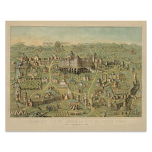 Cargar imagen en el visor de la galería, Digitally Restored and Enhanced 1871 Ancient Jerusalem Bird's Eye View Map - Holy Land Biblical Cartography - Solomon Temple and City Walls - Museum-Quality Print
