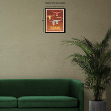Cargar imagen en el visor de la galería, Digitally Restored and Enhanced  1953 Texas American Airlines Travel Poster - Longhorn Cattle - Golden Age Aviation - Museum-Quality Print
