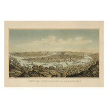 Load image into Gallery viewer, Digitally Restored and Enhanced 1874 Pittsburgh Pennsylvania Bird's Eye View Map - Three Rivers Confluence - Industrial Era Cityscape - Museum-Quality Print

