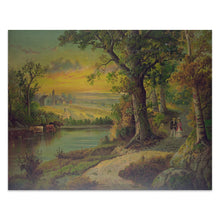Cargar imagen en el visor de la galería, Digitally Restored and Enhanced 1880 Lovers Ramble Print - Victorian Romance Couple Countryside Courtship Gilded Age Art - Parlor Decor - Archival Print

