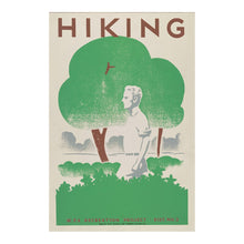 Load image into Gallery viewer, Digitally Restored and Enhanced 1939 Hiking WPA Poster Print - Illinois Parks Recreation New Deal Depression Era Art - Federal Project - Archival Print
