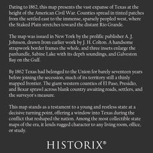 Load image into Gallery viewer, Digitally Restored and Enhanced 1862 Texas State County Map - Civil War Era Cartography - Staked Plain and Galveston Bay Insets - Archival Reproduction
