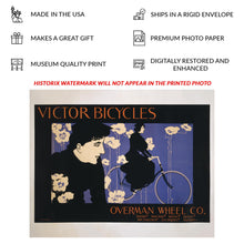 Load image into Gallery viewer, Digitally Restored and Enhanced 1896 Victor Bicycles Women Cycling Poster - Art Nouveau Era - Victorian Sports Art - Archival Reproduction
