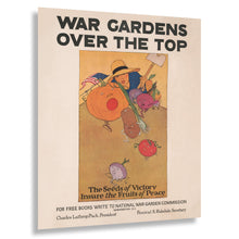 Load image into Gallery viewer, Digitally Restored and Enhanced 1919 War Gardens Over the Top Victory Garden WWI Poster - World War I Home Front Propaganda - Archival Reproduction
