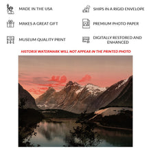 Load image into Gallery viewer, Digitally Restored and Enhanced 1890 Norway Mountain Trio Print - Romsdal Kongen Dronningen Bispen Fjord Landscape - Victorian Travel - Archival Print
