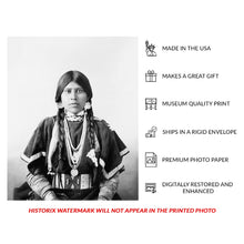 Load image into Gallery viewer, Digitally Restored and Enhanced 1899 Belle of the Yakimas Print - Native American Woman Portrait Pacific Northwest - Frontier West - Archival Print
