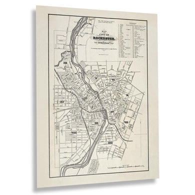 Digitally Restored and Enhanced 1870 Rochester New York Map Poster - Vintage Map of Rochester NY Wall Art - Old Map of Rochester City from Cornells Maps