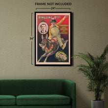 Load image into Gallery viewer, Digitally Restored and Enhanced 1899 Ringling Bros Circus Poster - Crandall Clown and Mule Thunderbolt - Victorian Americana - Archival Print
