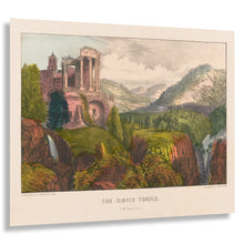 Cargar imagen en el visor de la galería, Digitally Restored and Enhanced 1856 The Sibyls Temple Print - Currier Ives Tivoli Italy Roman Ruins Classical Landscape - Antiquity - Archival Print
