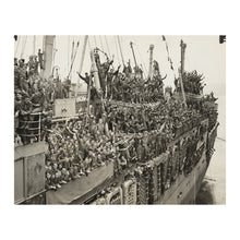 Load image into Gallery viewer, Digitally Restored and Enhanced 1945 WWII Troops Homecoming NYC Print - Victory Celebration Soldiers Returning Home - Manhattan Pier - Archival Print
