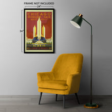 Load image into Gallery viewer, Digitally Restored and Enhanced 1933 Chicago Worlds Fair Century of Progress Art Deco Poster - International Exposition History - Archival Reproduction
