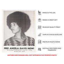 Load image into Gallery viewer, Digitally Restored and Enhanced 1971 Free Angela Davis Poster Print - Civil Rights Protest Art Political Graphics - Movement Era - Archival Print
