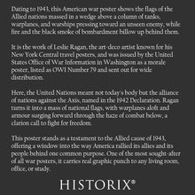 Cargar imagen en el visor de la galería, Digitally Restored and Enhanced 1943 Allied Nations Flags Poster - WWII Home Front - Patriotic War Effort Art - United States Wartime Graphics
