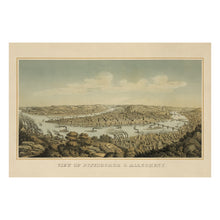 Load image into Gallery viewer, Digitally Restored and Enhanced 1874 Pittsburgh Pennsylvania Bird's Eye View Map - Three Rivers Confluence - Industrial Era Cityscape - Museum-Quality Print
