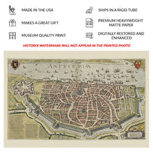 Load image into Gallery viewer, Digitally Restored and Enhanced 1699 Antwerp Belgium Bird's Eye City Map - Baroque Flemish Cartography - Dutch Golden Age Port Plan - Museum-Quality Print

